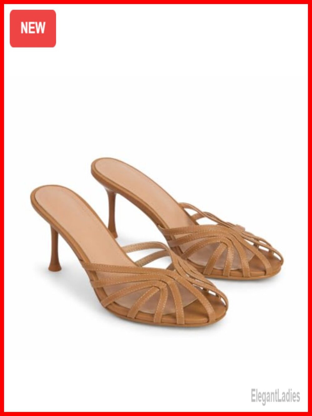 Strappy Kitten Heel Sandals Open Round Toe Slip On Mules Faux Leather